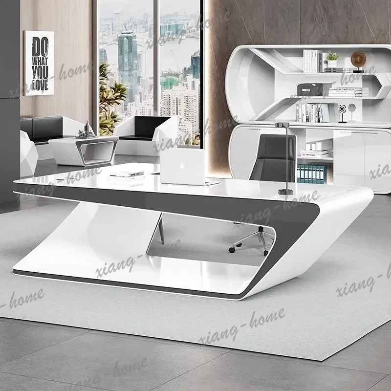Factory Direct Big Modern Aesthetic Office Desk Equipment Cool Clearance Studying White Office Desk Corner Drawers Mesa Escrivan