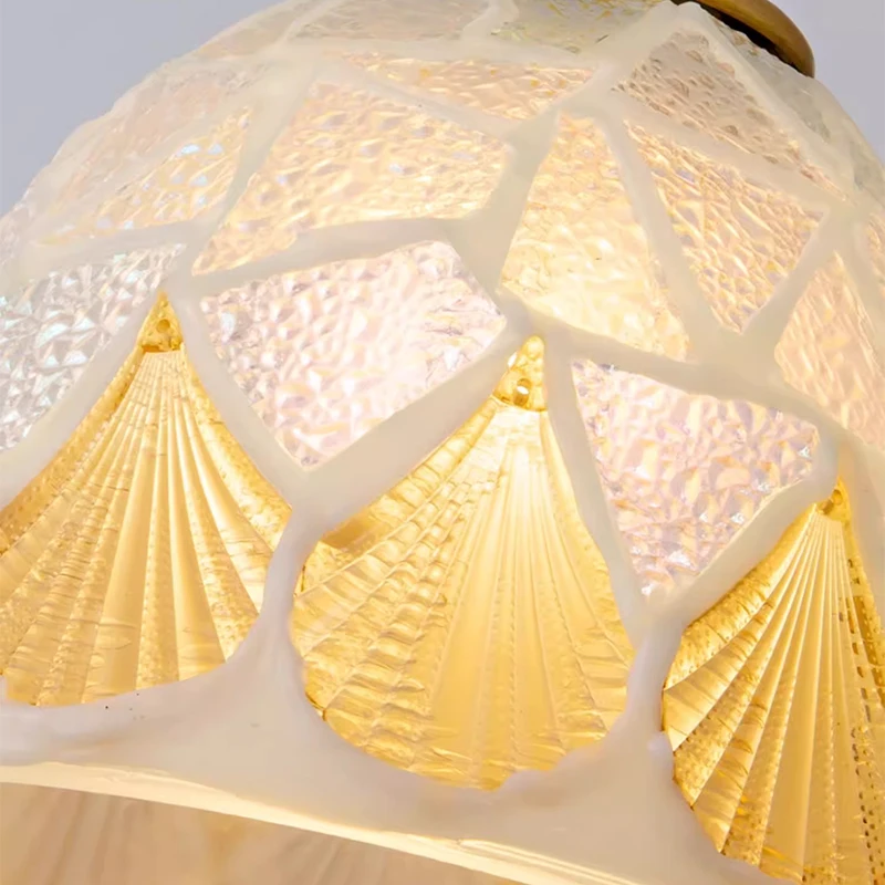 Glass Ceiling Chandelier Creative Sea Shell Lampshade Bedroom Bedside Hanging Lamp Interior Decoration Lighting Pendant Lights view 4