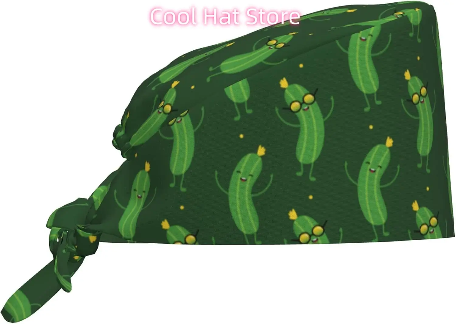 

Pickle Working Cap Scrub Cap with Sweatband Adjustable Unisex Women Tie Back Hat Nurse Caps
