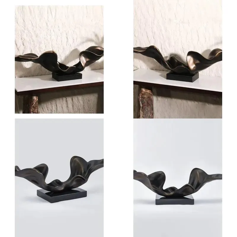 Abstract Metal Resin Sculpture Luxury Modern Art Semi Handmade Soft Home Decoration for Living Room Desktop Display