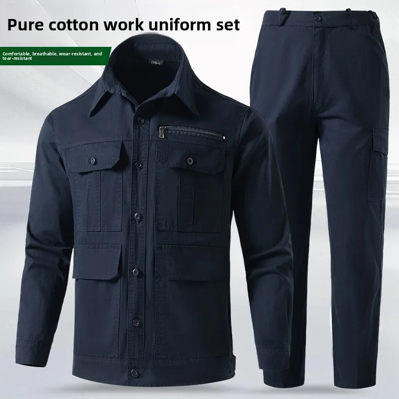 

Breathable Cotton Workwear Set for Men And Women Outdoor Casual Labor Protection Top Multi-ket Work orms Spring Summer