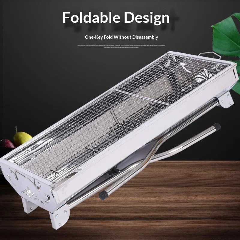 

Портативный складной гриль для барбекю из нержавеющей стали без дыма, для улицы, патио, двора, кемпинга