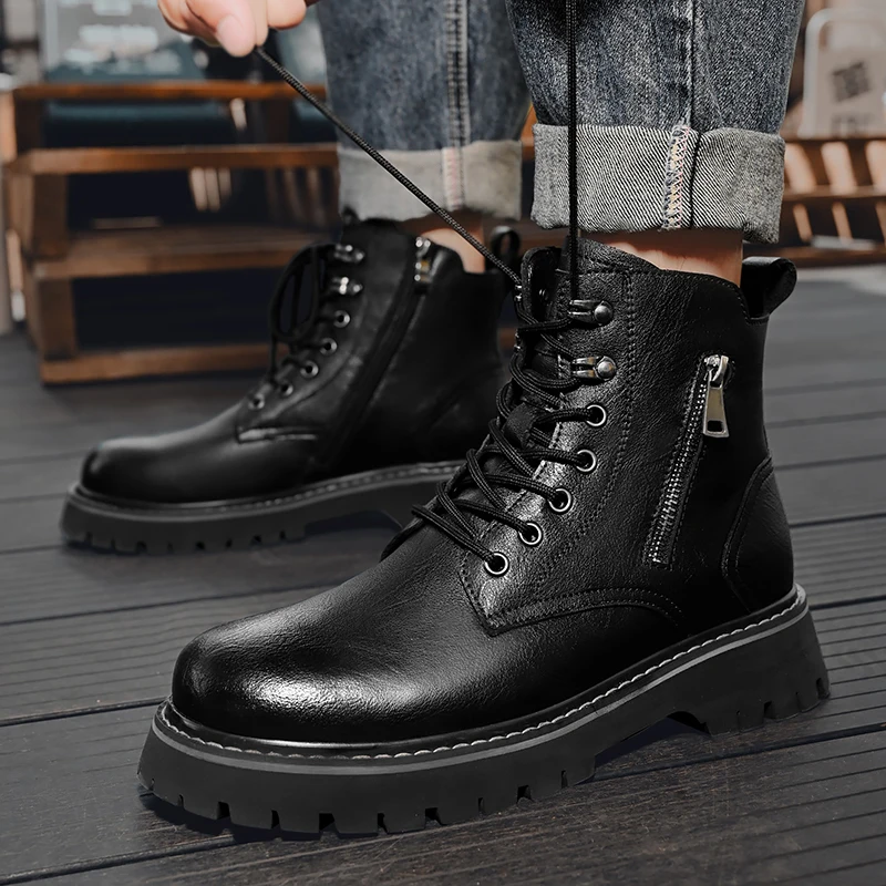 أحذية صفراء كبيرة أحذية عالية الجودة: أحذية رجالية من الجلد الطبيعي للخريف، 2024 نعل داخلي جديد لزيادة الارتفاع ونعل سميك أنيق #2