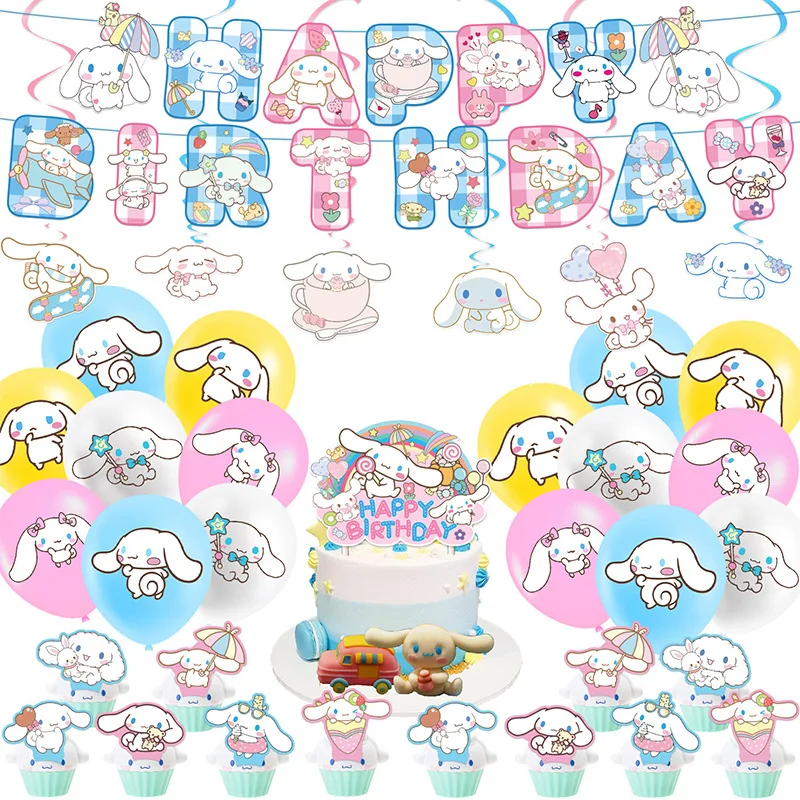 

Sanrio Cinnamoroll Balloons Set Girl Birthday Party Decorations Baby Shower Cinnamon Banners Cake Toppers Supplies Kids Toys