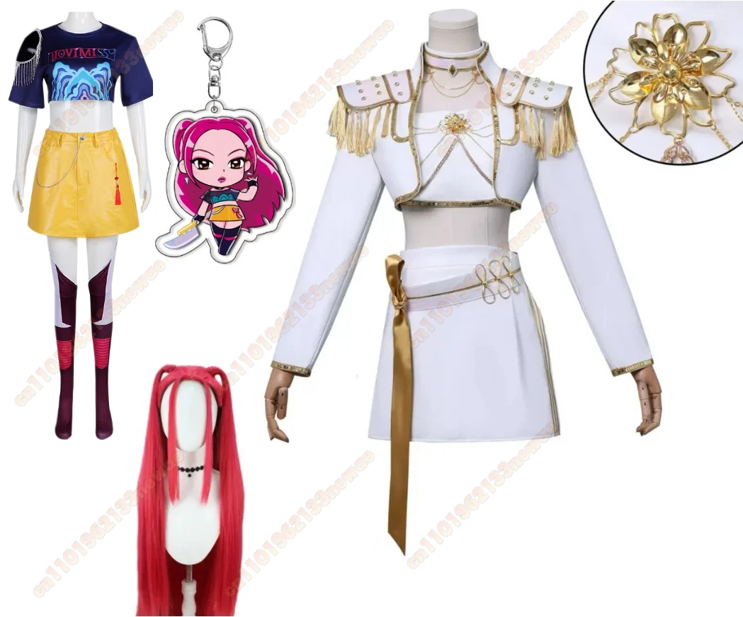 MINISO ミラコスプレ衣装 KPop ホワイトトップドレスウィッグ女の子悪魔ハンター変装ハロウィンカーニバルパーティー服高品質
