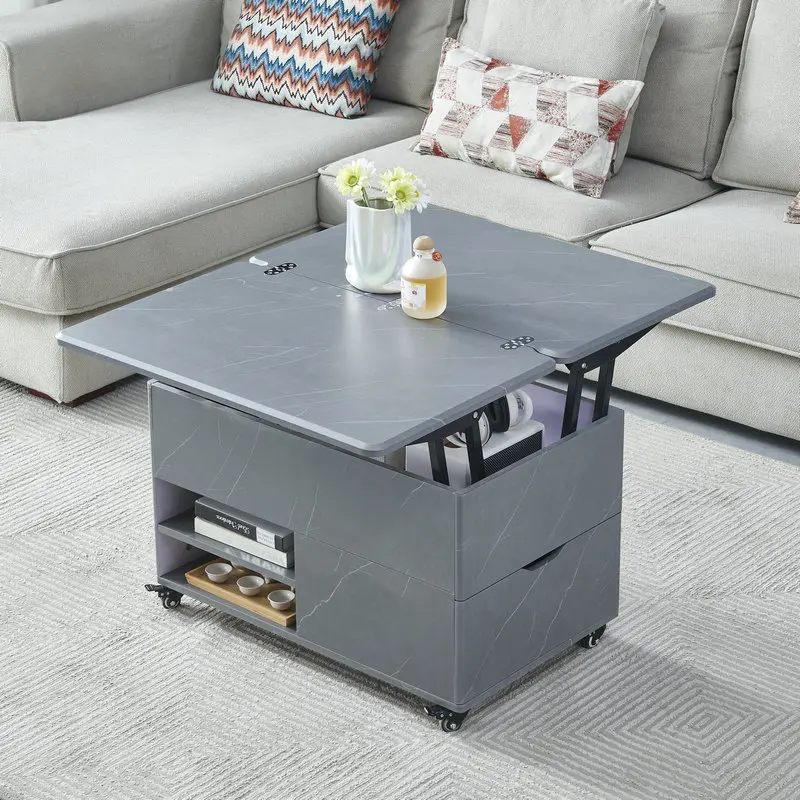 

Lifting coffee table small apartment rock slab multi-functional integrated coffee table dual-purpose