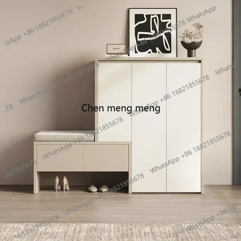 Modern Lockers Shoe Rack Shoerack Living Room Divided Into Left And Right Solid Wood Shoe Cabinets Changing Stools Integrated