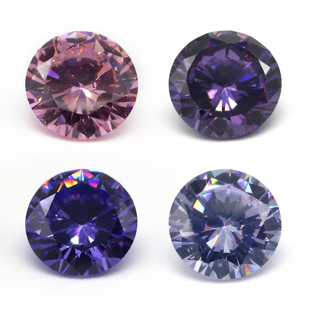 20pcs/lot 5A Quality 3.0~20mm Round Cut Black, Garnet, Pink, White Cubic Zirconia Stone Loose Synthetic CZ Gems For Jewelry