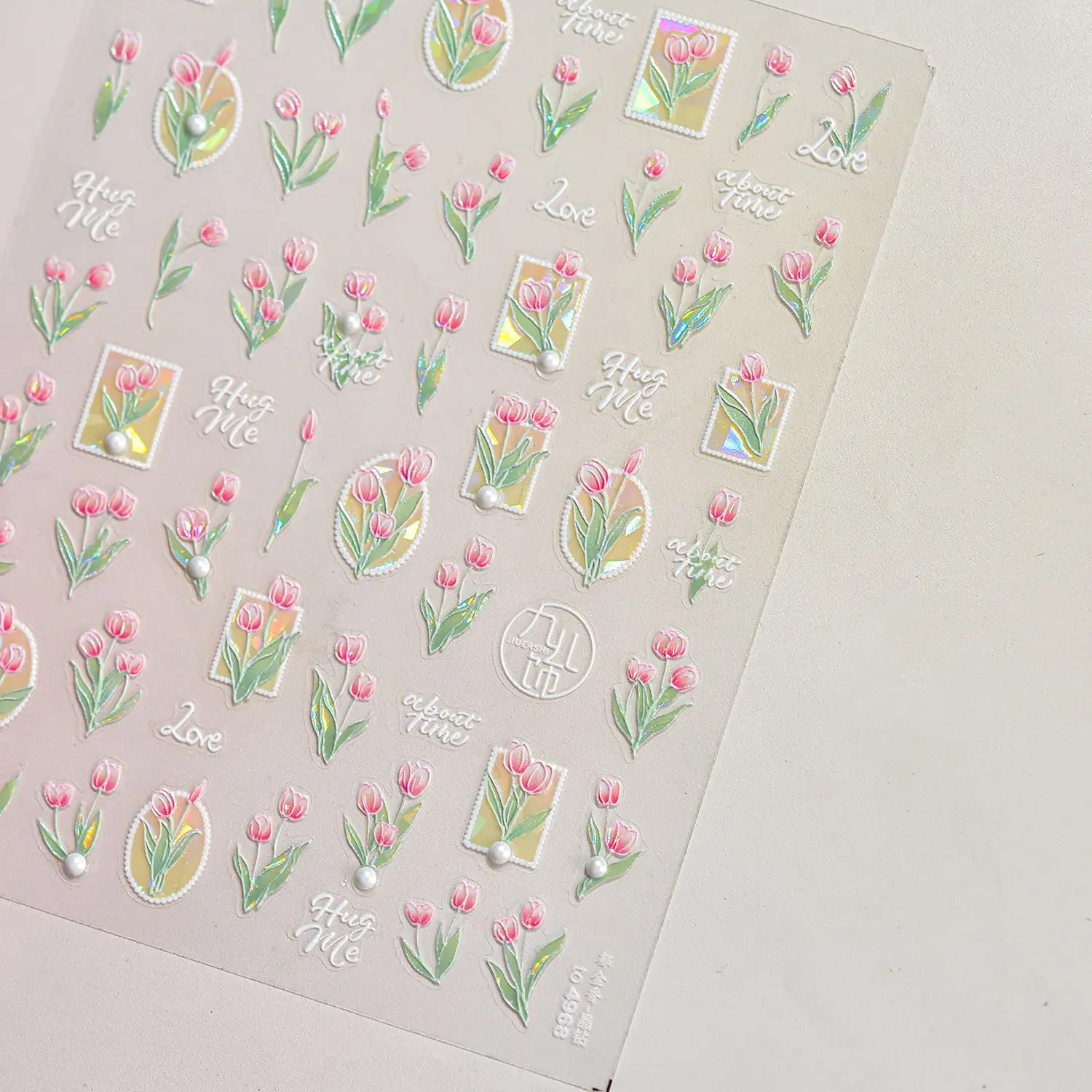 Cadre Photo rétro charmant Bouquet de fleurs tulipe marguerite pétale de fleur sauvage 5D autocollants pour Nail Art décoration Vintage décalcomanies de manucure