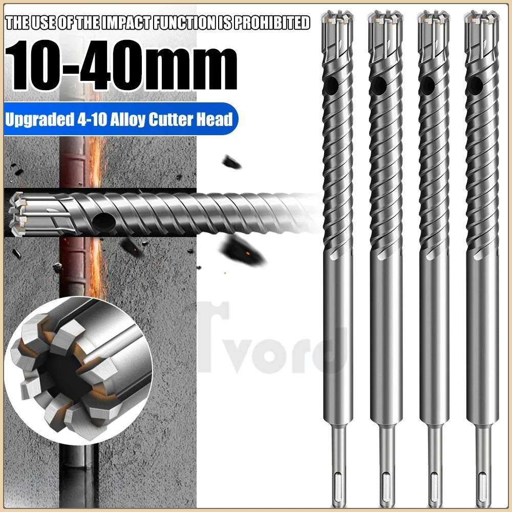 Reinforced Concrete Drill Bit with Steel-Cutting 4-10 Blade Design – High-Hardness Alloy Heavy-Duty Rebar Penetration