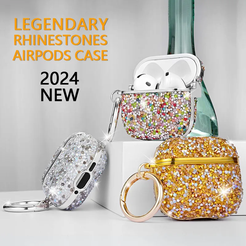 Cute Cover for AirPods 4th/3rd/2nd/1st Generation,Fashion Colorful Sparkling Diamond Design Earbuds Case for Airpods pro/pro 2