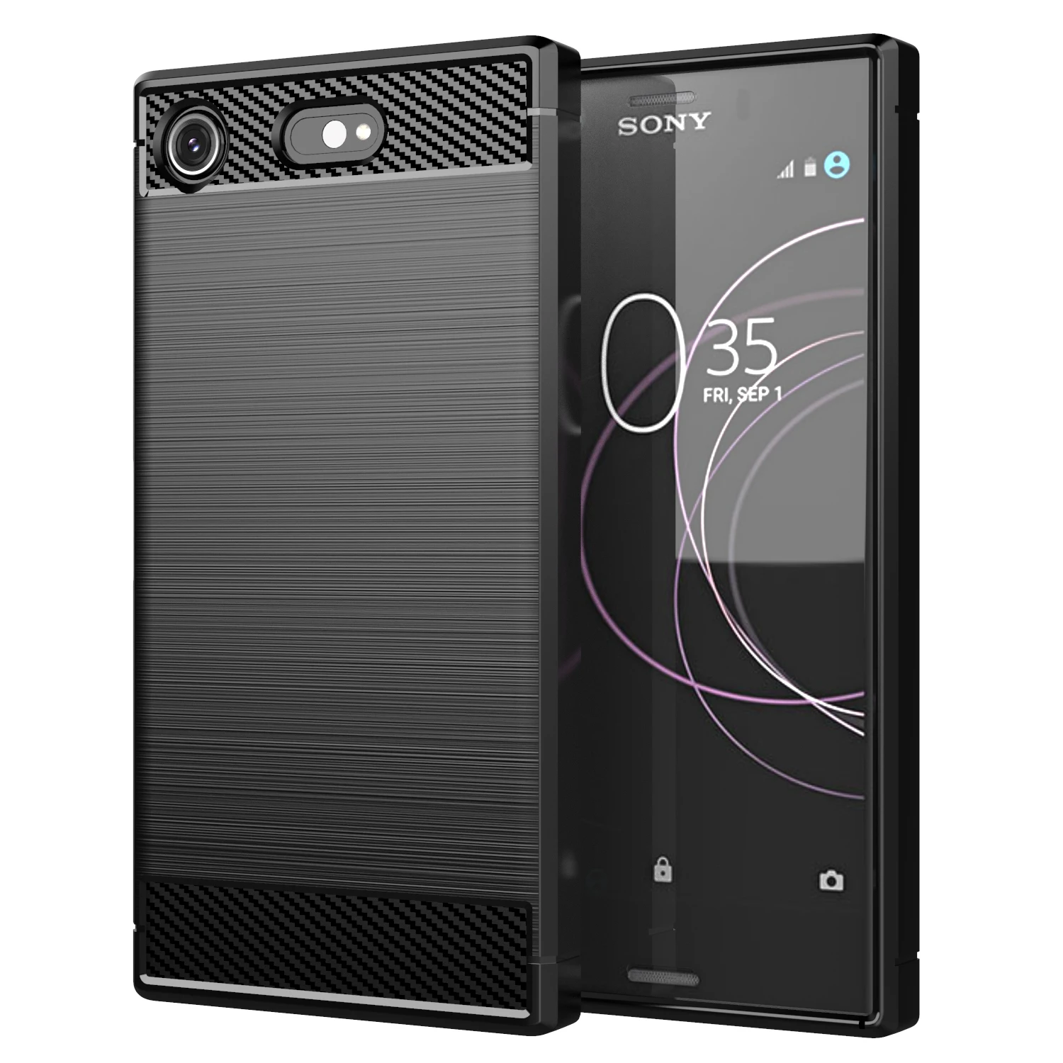 Odporne na wstrząsy silikonowe etui do Sony Xperia XZ1 Compact XZ1 mini Miękkie etui na telefon do sony xperia xz1 Etui z włókna węglowego Fundas