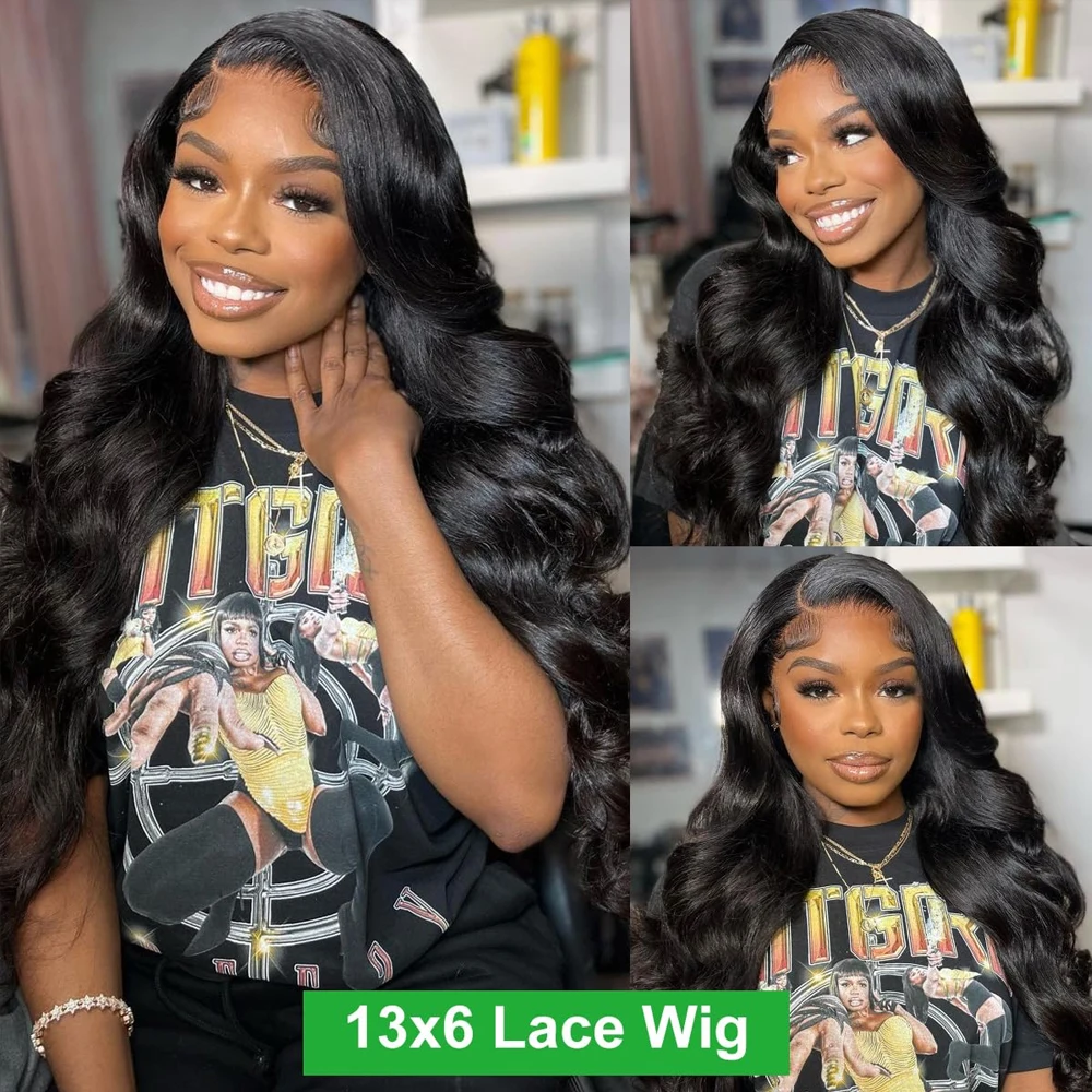 Pelucas delanteras de encaje 13x6, cabello humano de 200 de densidad, pelucas de cabello humano Frontal de encaje ondulado HD para mujeres, sin pegamento, prearrancadas