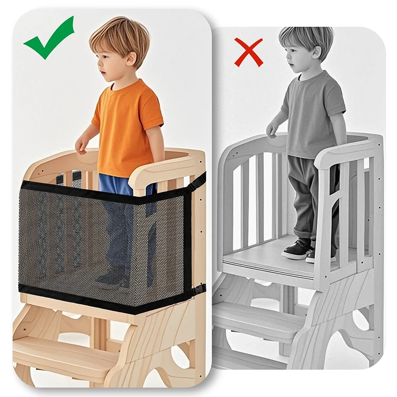 Child Safety Net Baby Chair Protective Net Prevents Children From Falling Off with A Full Net Portable Four Sided Protective Net
