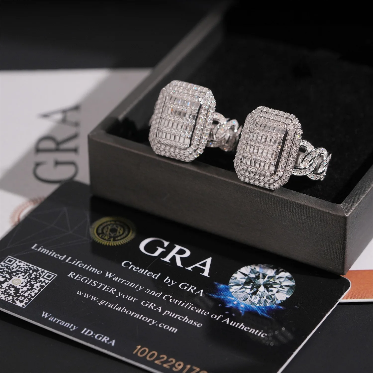 LYEE CYEE Square Chain-Link Hip Hop Wedding Rings! 925 Silver & Moissanite, Bold Sparkling Set for Men & Women, Gift Ready