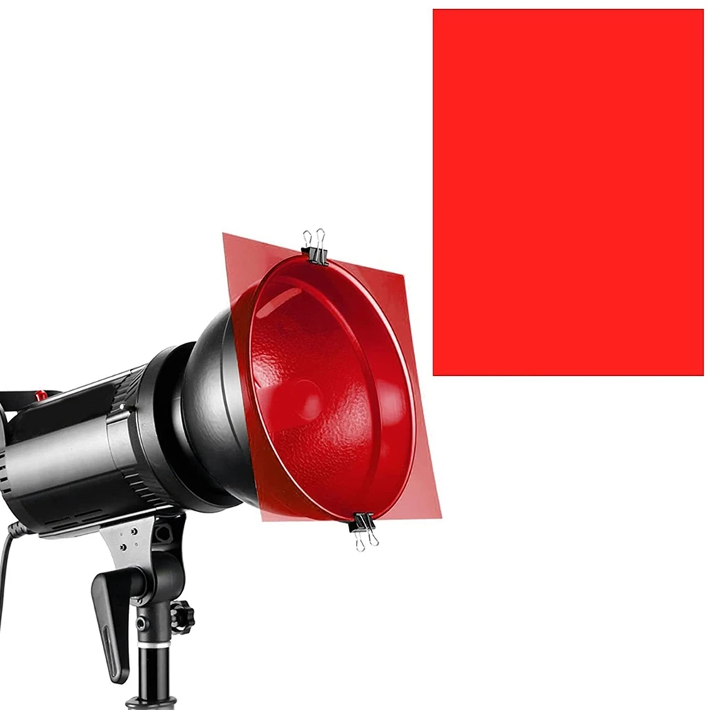 9 ชิ้นเจลกรองแสงสีแก้ไขสีซ้อนทับฟิล์มเจลแสงกรองสําหรับฟิล์ม, วิดีโอ, ภาพถ่าย, เวที (สีแดง)