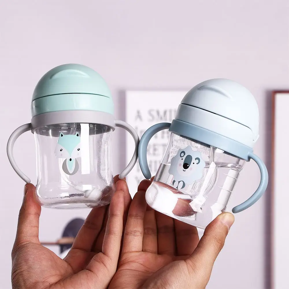 

Герметичные воды с ручкой и соломинкой, противоскользящие мультяшные бутылочки для кормления, детские чашки для воды, пластиковая обучающая чашка для питья