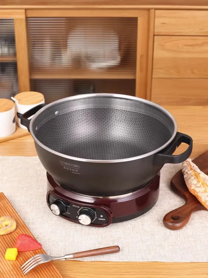 Electric wok Multifunctional electric heat cooker household non-stick  pot integrated cooking   steamer 