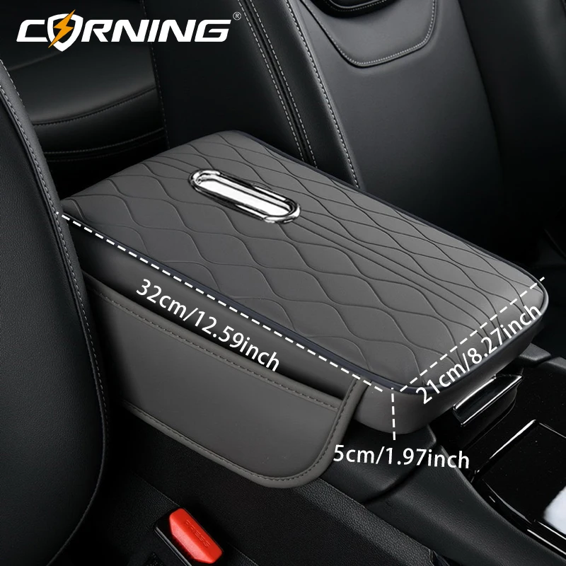 Car Armrest Seat Cushion With Tissue Box Storage Bag PU Leather Car Armrest Portable Car Universal Armrest Pillowcase Vehicle