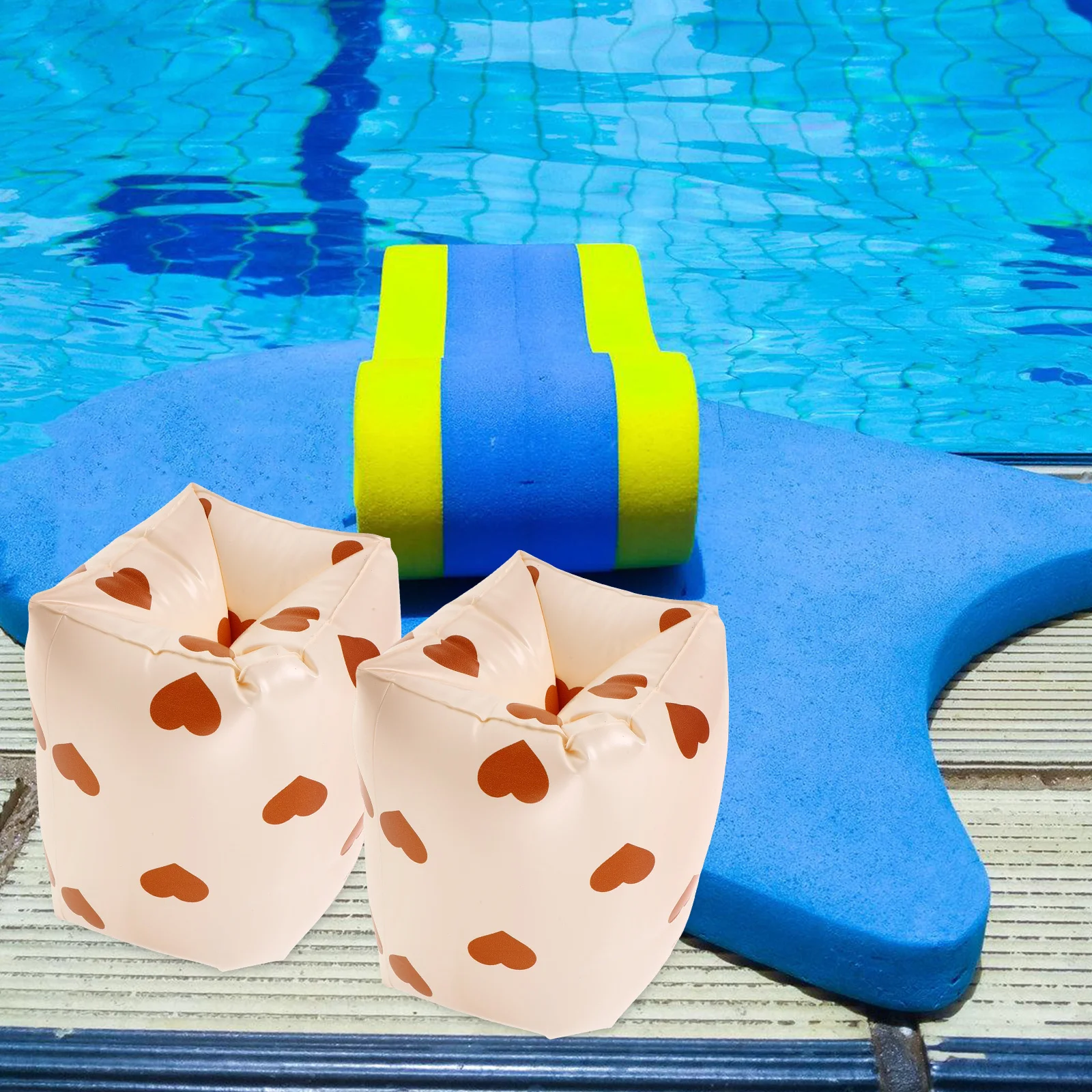 

1 Pair Swimming Armbands Adjustable Pvc Floating Arm Bands Water Play Accessories Swim Training Floats For