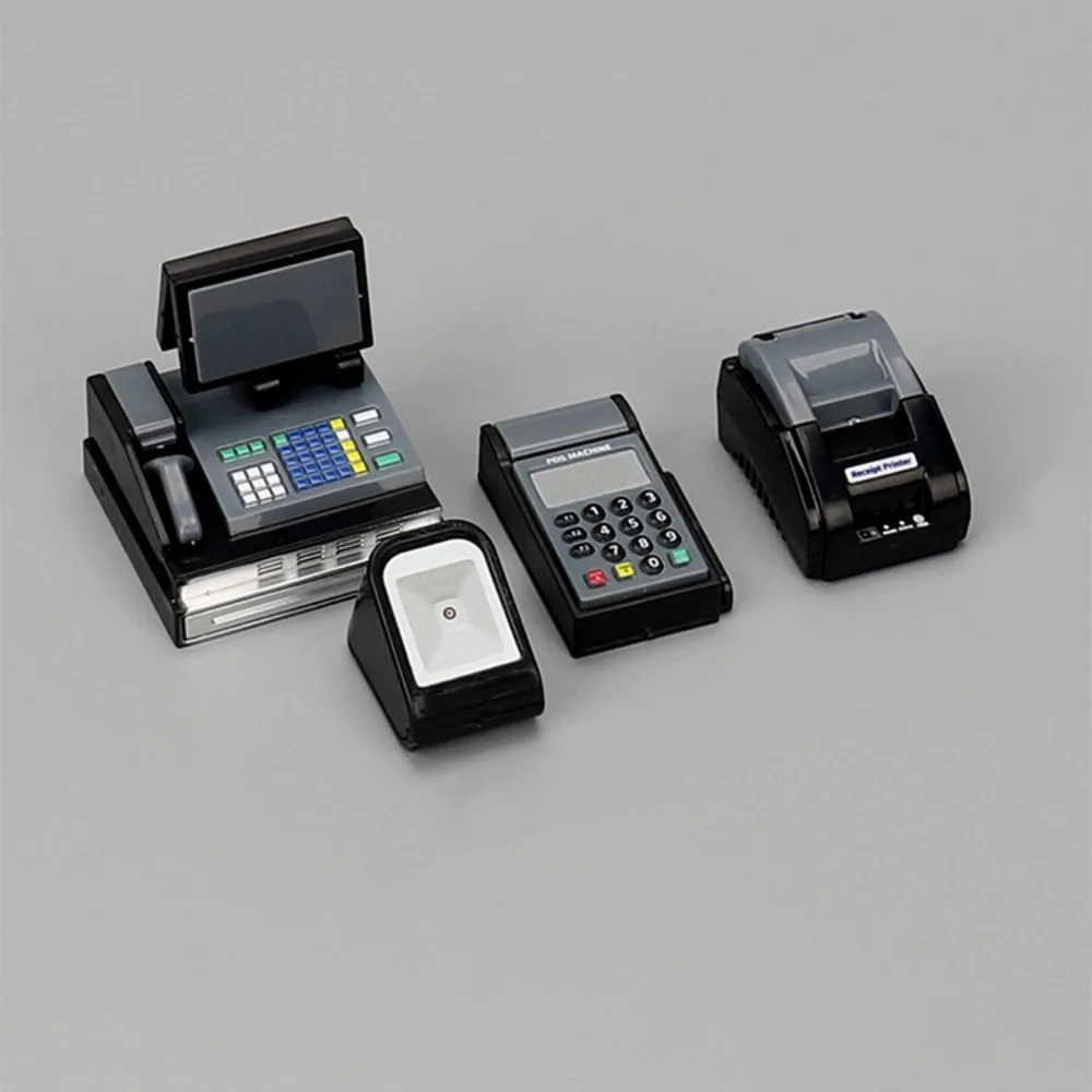 Mini Doll House Cash Register DIY 1:6/1:12 Scale Miniature Cash Register Funny Black Gray Mini Supermarket Store Card Machine