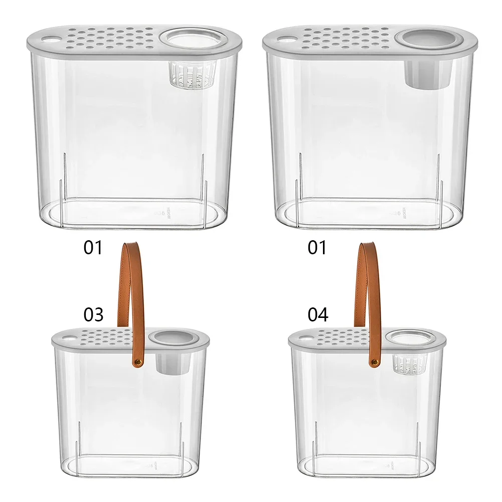 Acrylic Fish Tank Aquarium Betta Fish Bowl Transparent Aquarium Hatchery Breeding Isolation Box with Handle Soil Culture Basket