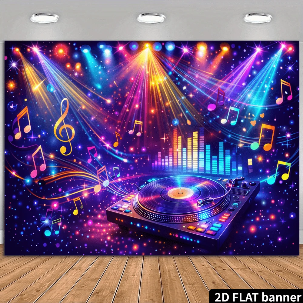 2D Flaches Banner - Neon Elektronische Musik Vinyl Bühnenhintergrundtuch - Trendiger Traumhafter Stil