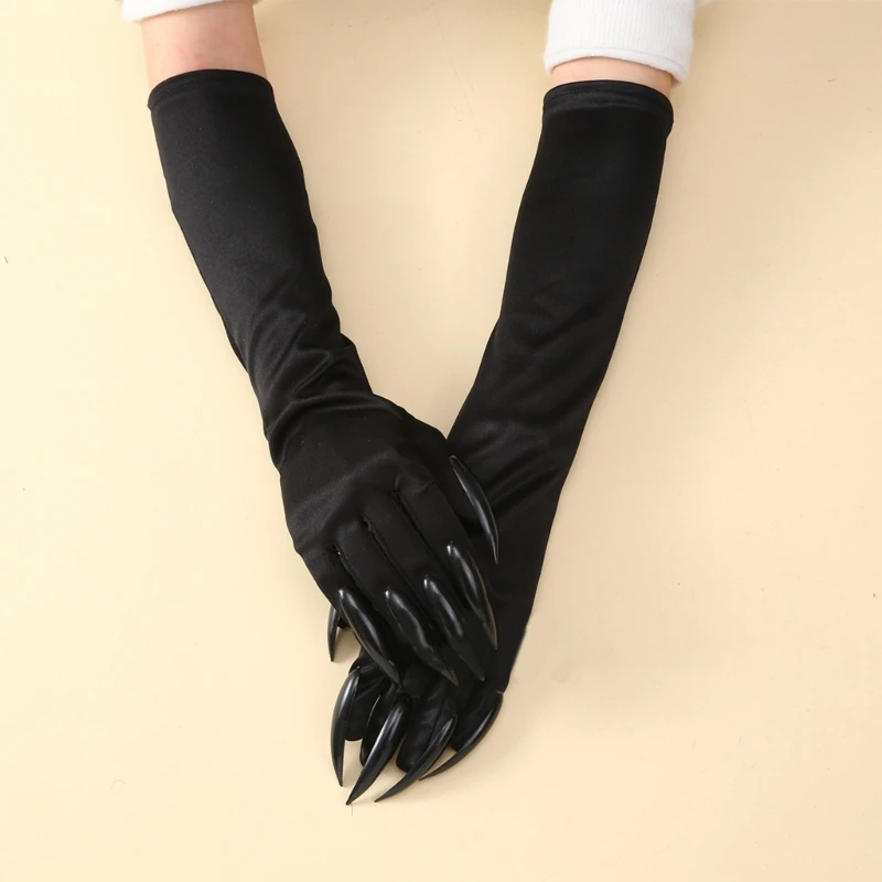 Funny Vampire Claw Gloves Birthday Party Cosplay Mardi Gras Sparkly Long Nails Accessories Halloween Costume Gloves