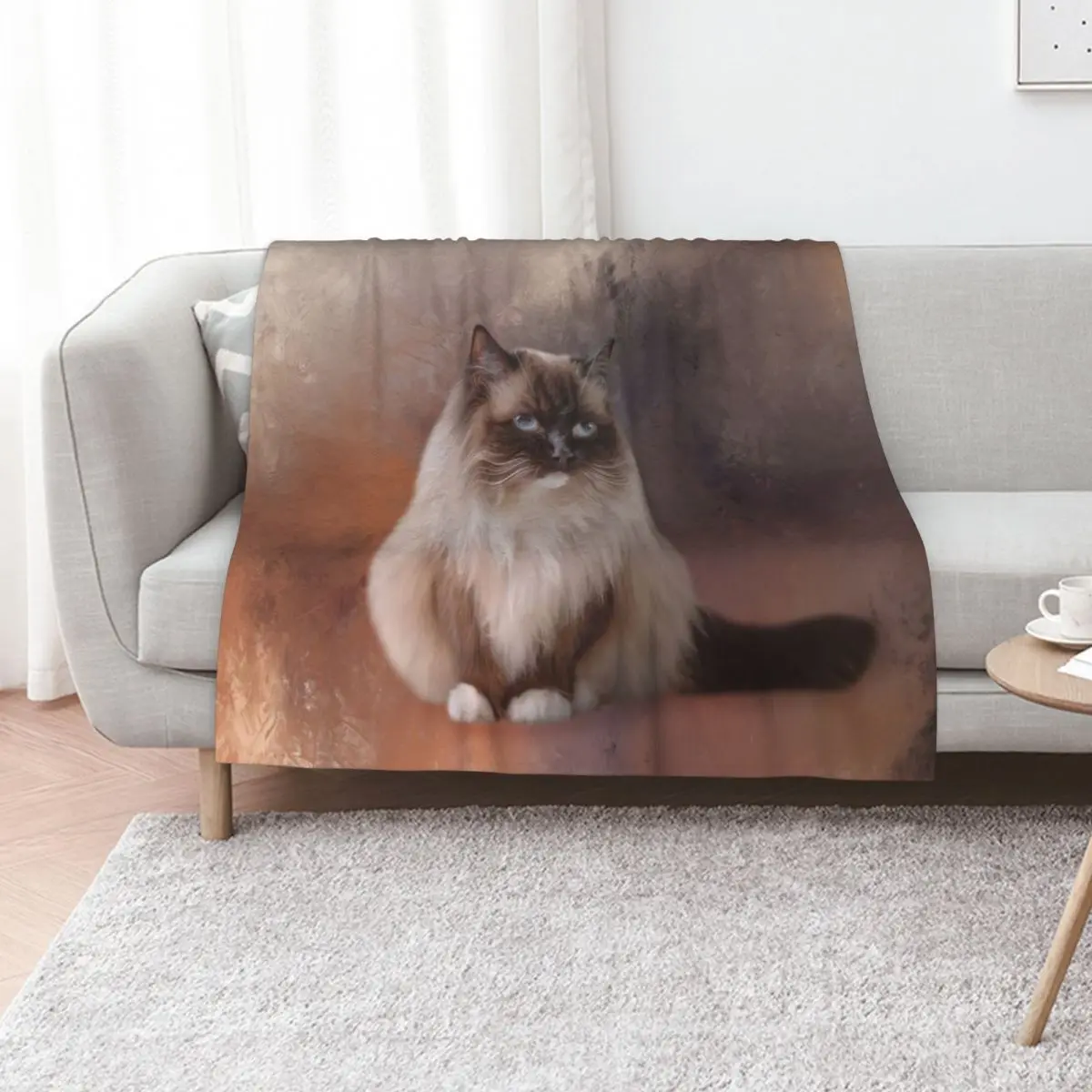 Chocolate Point Ragdoll Cat 01 Throw Blanket Soft Big Blankets For Baby funny gift halloween Custom Blankets