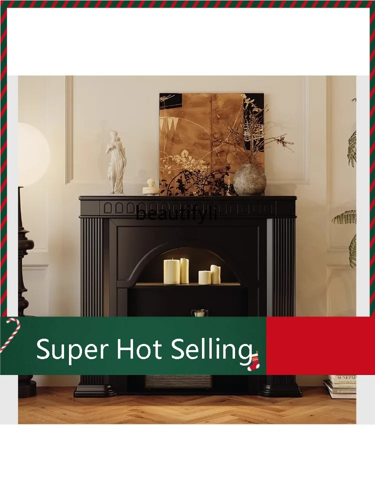 

D071 French Retro Living Room Black Fireplace Curio Cabinet American Mid-Ancient Small Apartment Entrance Cabinet Storage Cabine