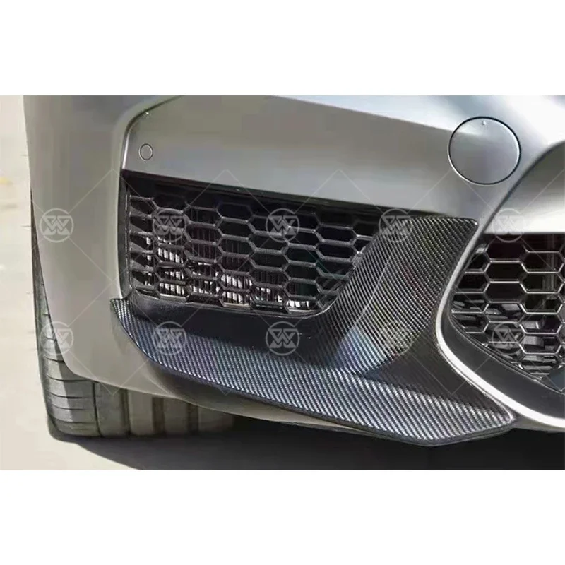 لسيارات BMW F90 M5 2018 2019 ألياف الكربون الجبهة حافة مصد السيارة الفاصل تنفيس الهواء سيارة اللوحات المئزر تقليم Canard الفاصل طقم الجسم