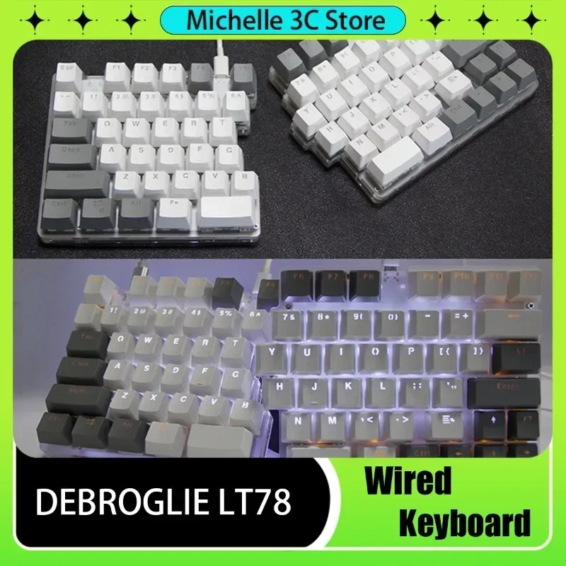 debroglie dividir teclado mecanico com fio led programavel tipo c 78 chaves faca voce mesmo personalizado macro hot swap office game 01