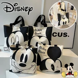 Disney Mickey Mouse Canvas Shoulder Bag for Women Fashion Cartoon Tote Reusable Shopping Bags Woman Handbags Large Travel Bags