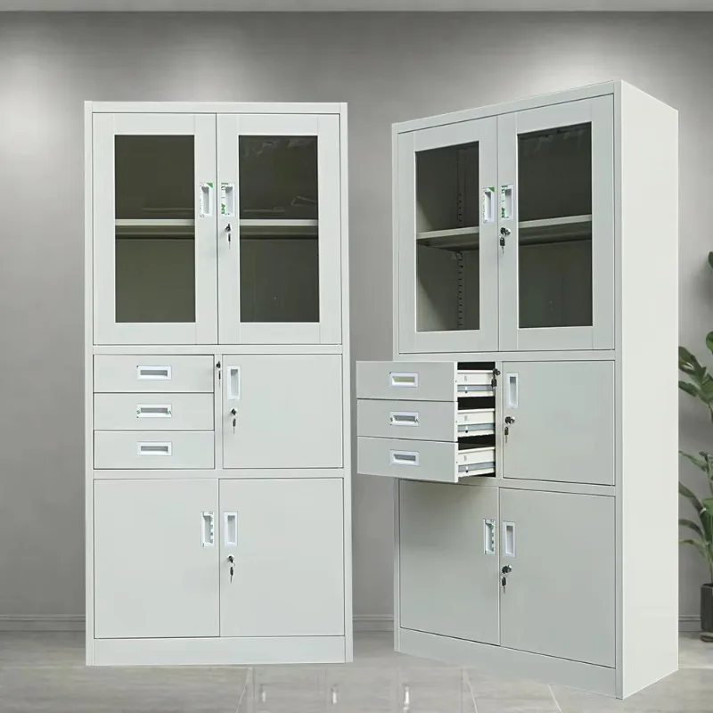 Modern Metal Vertical Filing Cabinet for Office Workshop & Kitchen Storage-Extendable Design