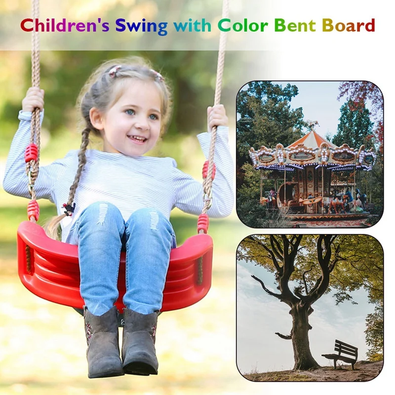 1 PCS Swing Seat Board Plastic Swing Set Easy Install Swing Set With Rope Red Plastic For Boys Girls Outdoor Garden