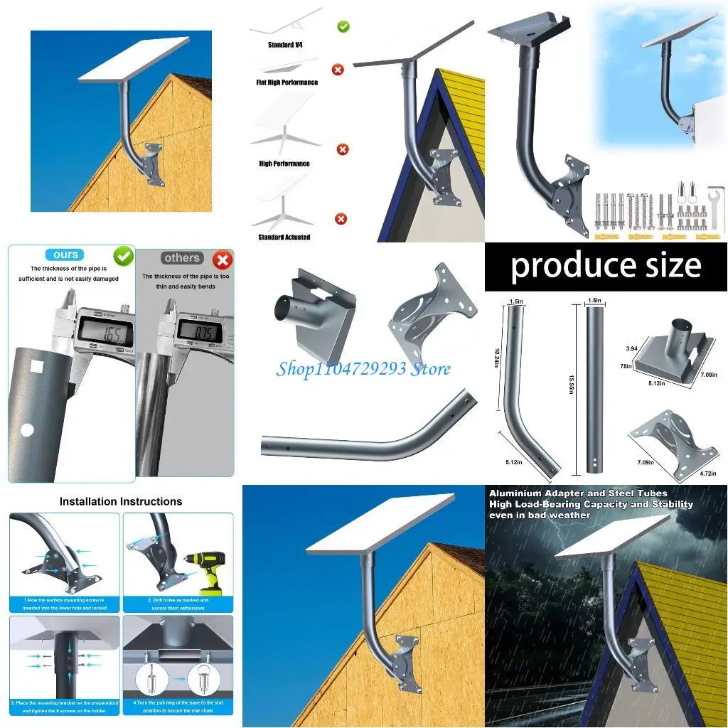 

Y2GD Heavy Duty Iron Wall Roof Mounting Bracket for V4 Satellite Receiver Accessories