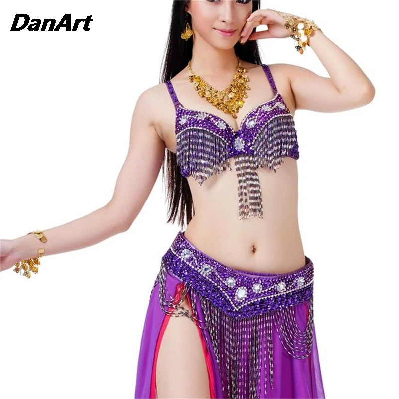 Women Belly Dance Costumes Belly Dance High-end Stage Performance Costume Set Ladies Dance Practice Clothes Sexy Bra/Blet/3PCS