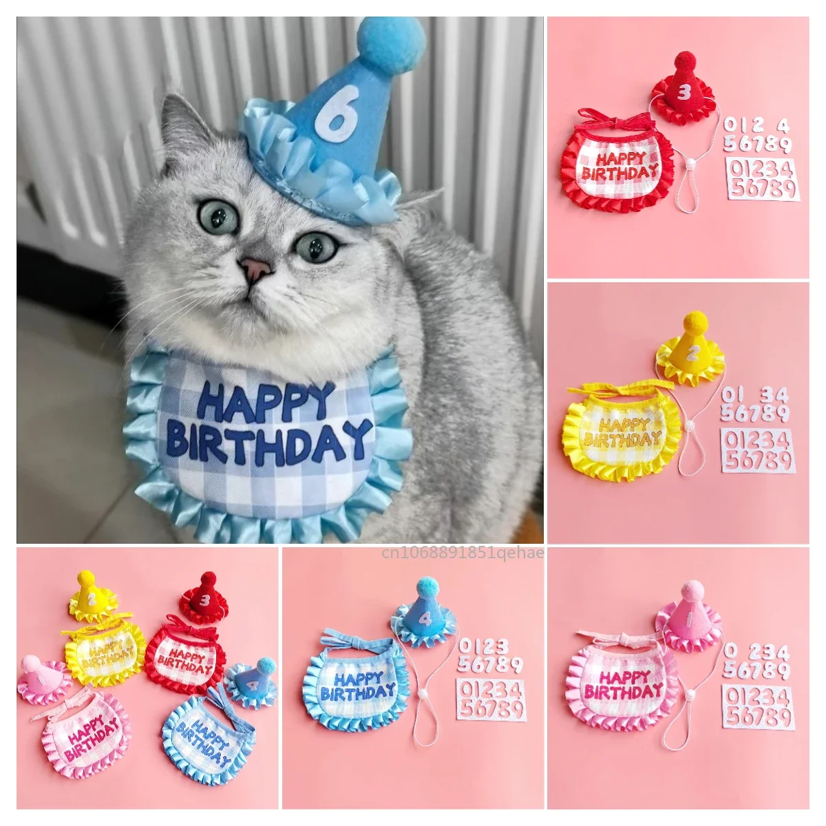 Gatto compleanno sciarpa cappello Set cane festa di compleanno forniture Pet sciarpa cucciolo carino compleanno cappello sciarpa Decor per piccoli