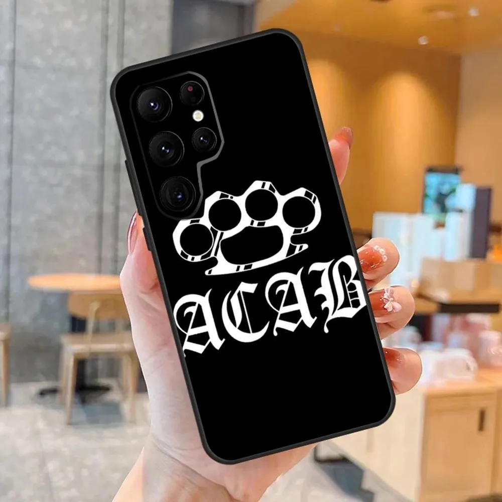 حافظة هاتف A-Acab Ultras لهاتف سامسونج S25,S24,S23,22,21,Ultra,Pro,S10,S30Plus,20lite غطاء أسود
