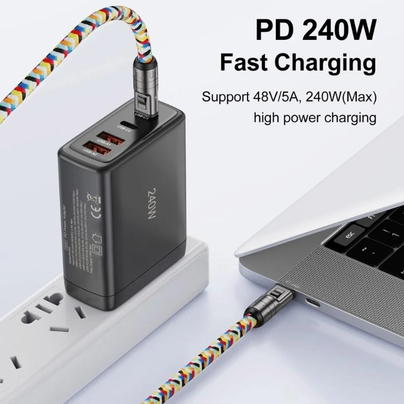 W91A 2 In 1 Mobile Phone Strap Type C Charging Cable With High Strength Braided Outer Casing Support 480Mbps Data Transfer