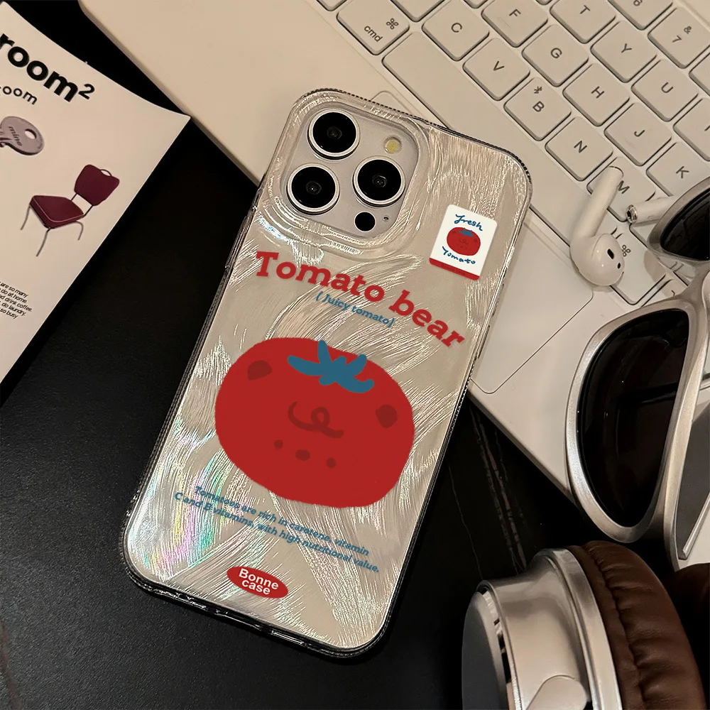 Suitable for IPhone 16 15 14 13 12 11 PRO MAX Plus Fashions Personalities Cartoon Tomato Drop-proof Full-wrap Cell Phone Case