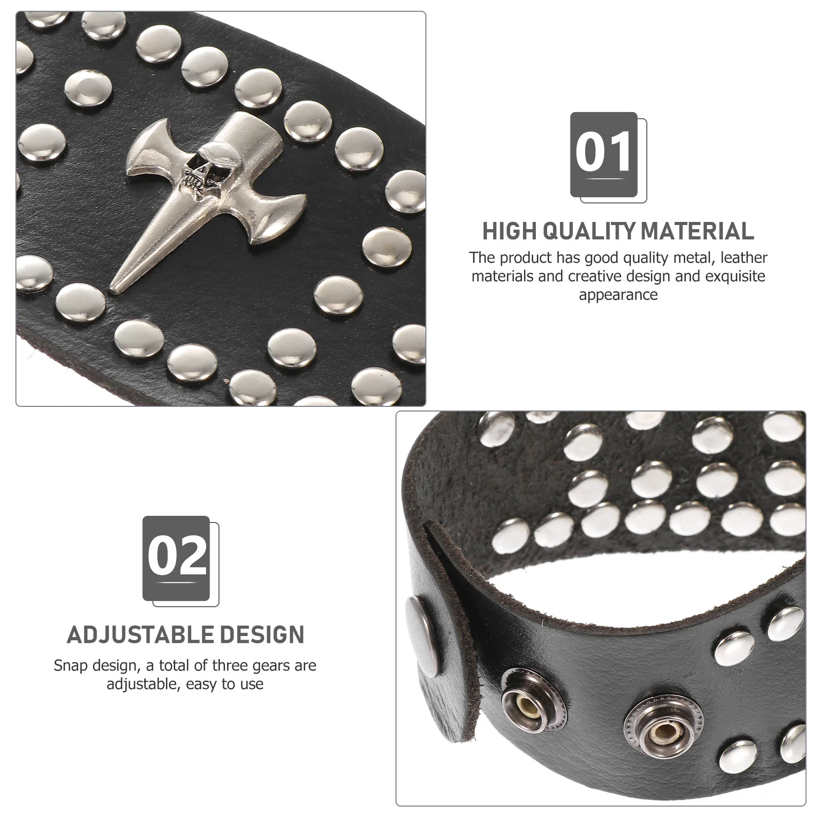 

1Pcs Skull Beads Punk Style Bracelet Wristband Adjustable Stylish Wrist Chain Casual Daily Jewelry Gift