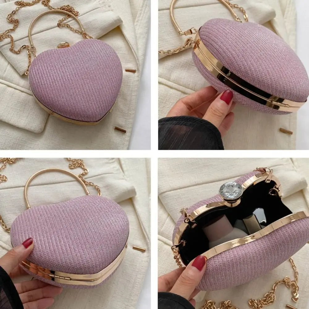 Elegant Glitter Evening Banquet Bag Heart Love Dinner Bag Shoulder Bag Large Capacity Box Handbag Party