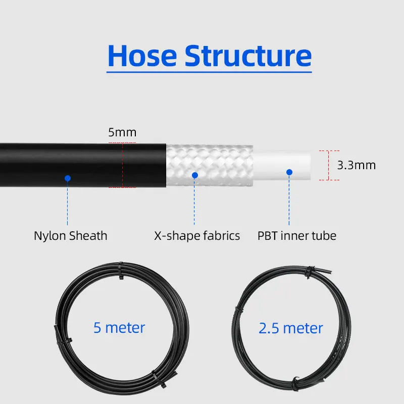 Deemount 2.0/2.2/2.5mm Inner Dia. Oil Hose 2.5/5.0m 3 Layers Oil Tube for BH59 BH90 Sram Magura Tektro Bike Hydraulic Disc Brake