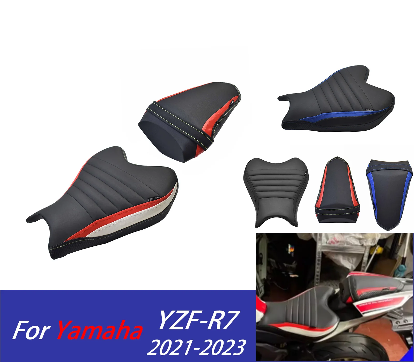 

For R7 Front Driver Seat Cushion For Yamaha YZF-R7 2021-2023 YZFR7 R 7 Motorcycle Rear Passenger Seat Pad Cover Accessories