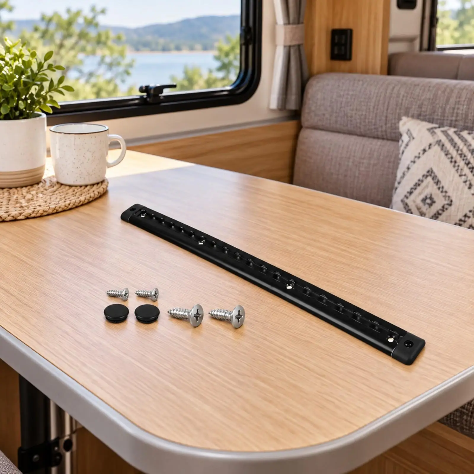 Aluminum Alloy Cargo Track Lightweight Aluminum-Alloy Luggage Securing Rail RV Cargo Rail with End Caps for Vehicle Conversions