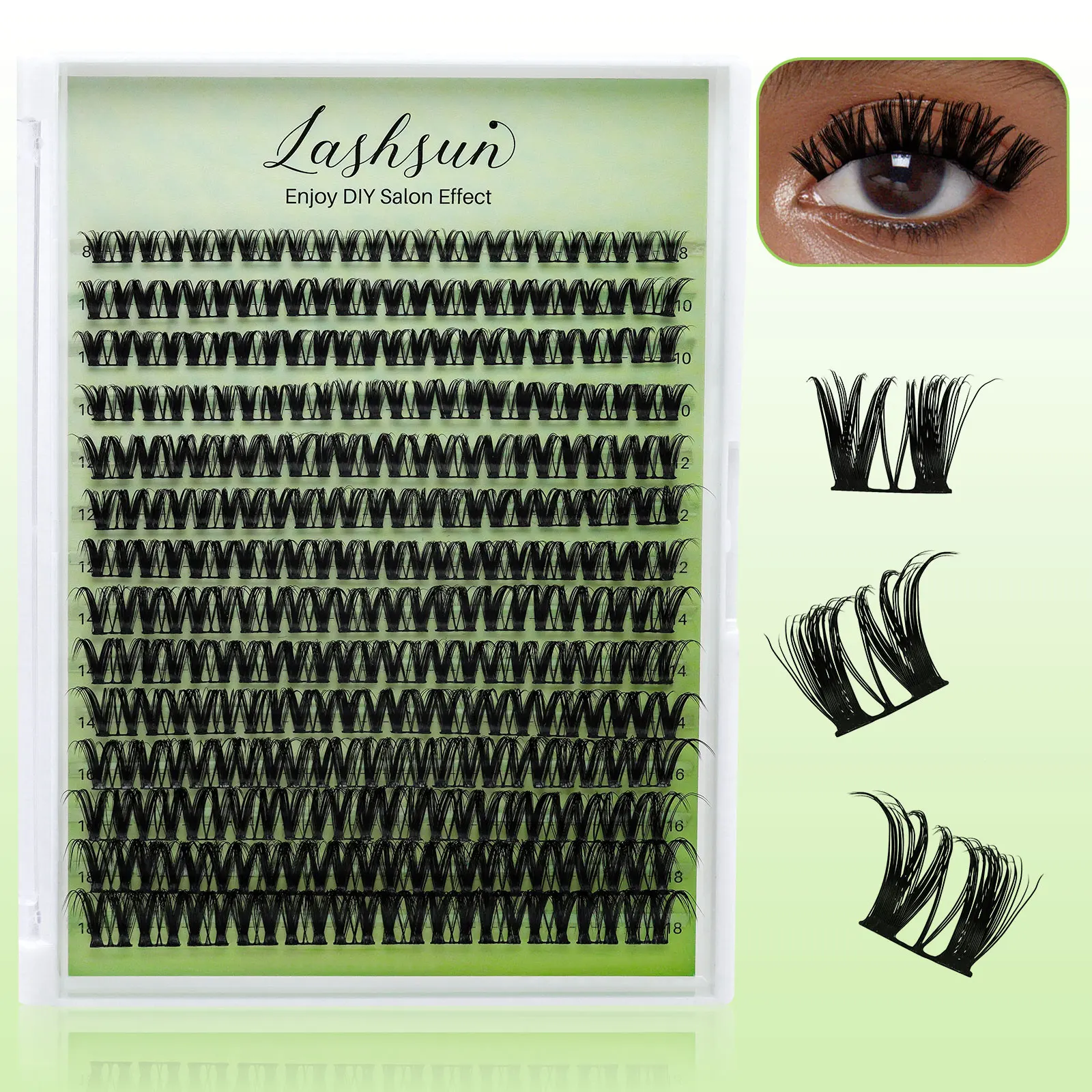 A13 Lash Clusters 8-18mm Hybrid Volume Wispy Eyelash Clusters D Curl - WideSpan DIY Eyelash Extension Spiky Cat Eye Lashes