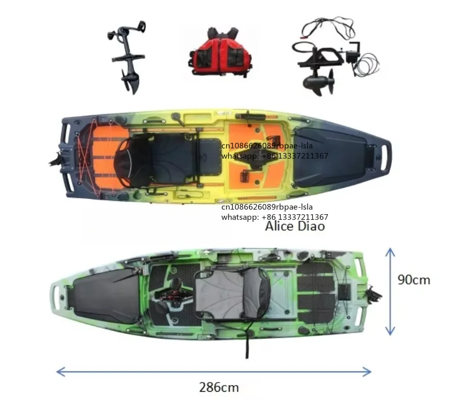 2 Person Detachable Modular Inflatable Foldable Kayak With Foot Pedal Double Drive Fin Propeller For Fishing Surfing Boating