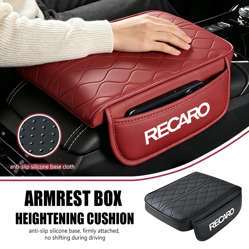 

For Recaro Car Armrest Box Pad Leather Breathable Center Console Arm Rest Protector Cover