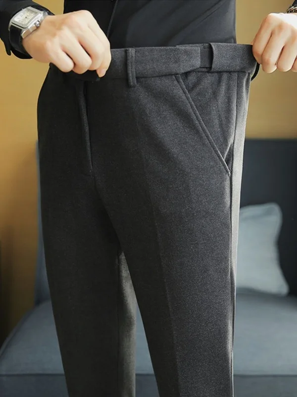 

Мужские шерстяные брюки из тонкой шерсти, осенне-зимние, деловые повседневные, приталенные, классические, однотонные, молодежные, модные